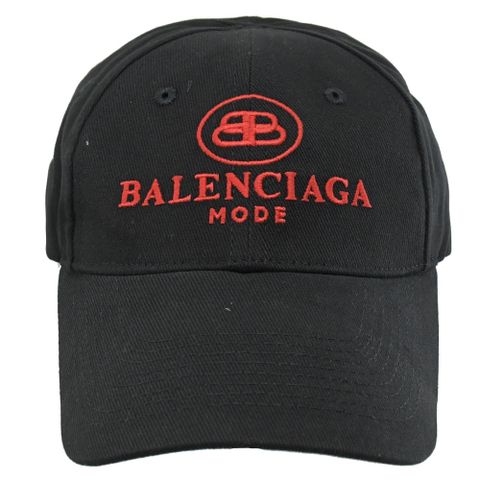 BALENCIAGA 巴黎世家 電繡LOGO棉質MODE棒球帽.黑