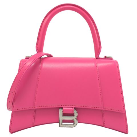 BALENCIAGA 巴黎世家 593546 Hourglass 小牛皮兩用沙漏包.亮桃