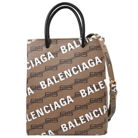 BALENCIAGA 巴黎世家 新版LOGO印花兩用紙袋包.淺棕