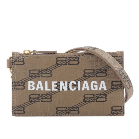 BALENCIAGA 巴黎世家 BB Monogram 小款金釦卡片夾(附可拆式掛繩) 594548 210DA 2762