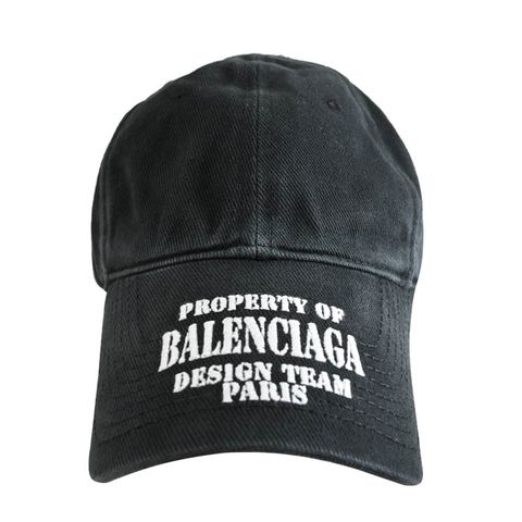 BALENCIAGA 巴黎世家 復古電繡棉質棒球帽.黑