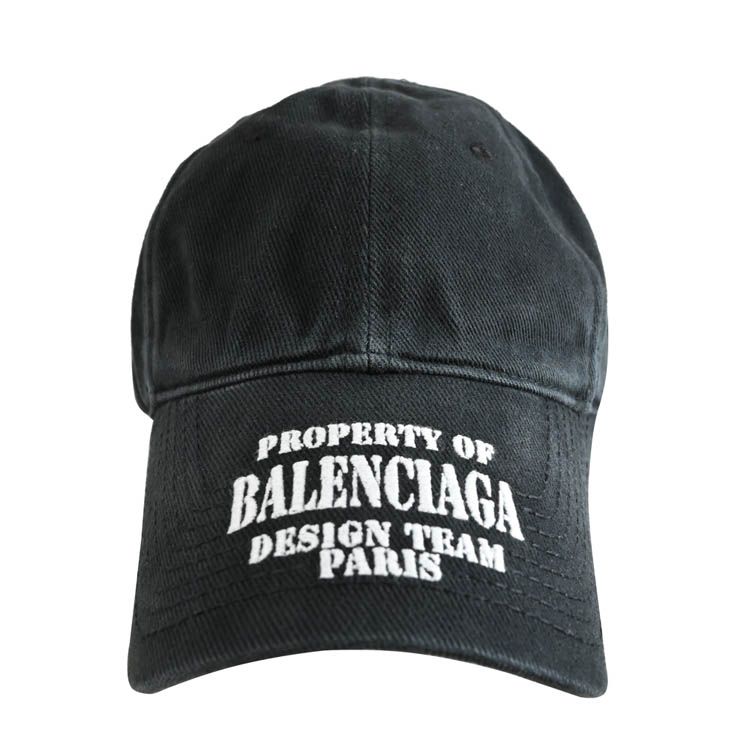 BALENCIAGA 巴黎世家   復古電繡棉質棒球帽.黑