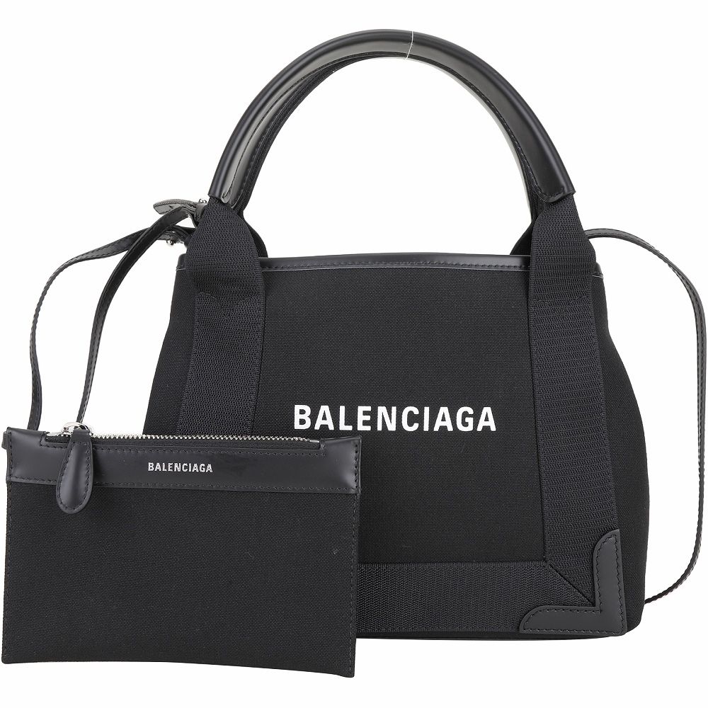 BALENCIAGA 巴黎世家  Navy Cabas XS 黑色帆布手提/肩背托特包(附萬用包)