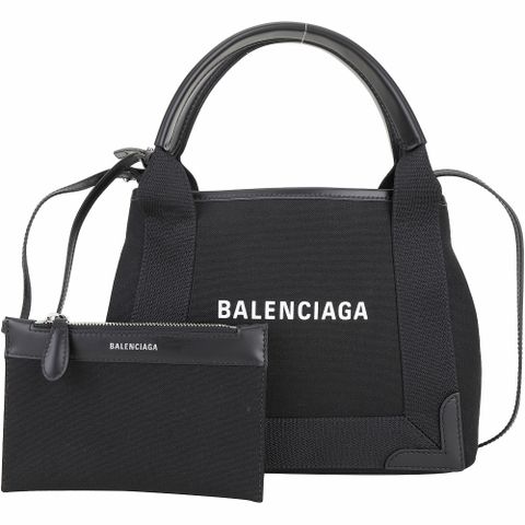 BALENCIAGA Navy Cabas XS 黑色帆布手提/肩背托特包(附萬用包)