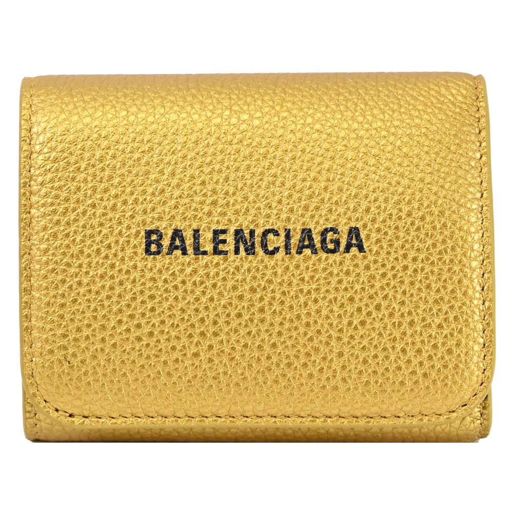 BALENCIAGA 巴黎世家   燙印LOGO釦式三折零錢短夾.金