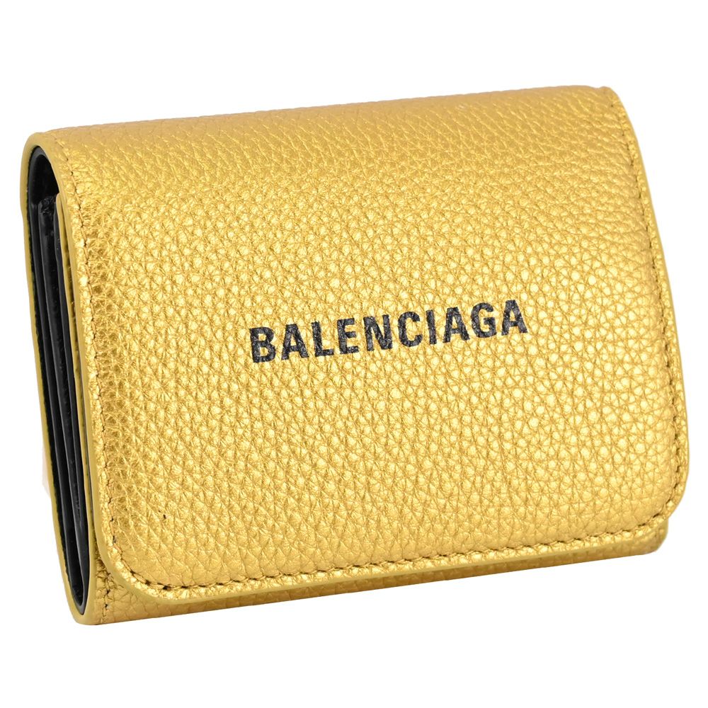 BALENCIAGA 巴黎世家   燙印LOGO釦式三折零錢短夾.金