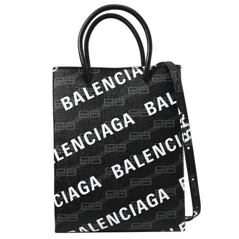 BALENCIAGA 巴黎世家 新版LOGO印花兩用紙袋包.黑