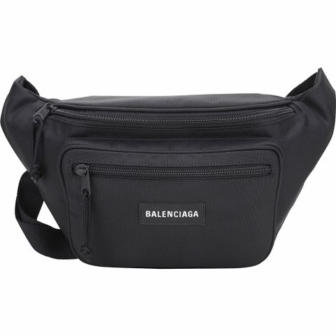 BALENCIAGA 巴黎世家 Explorer 字母標籤帆布胸肩背/腰包(黑色)