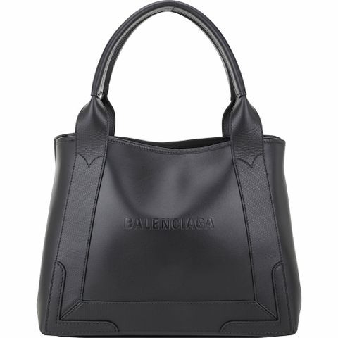 BALENCIAGA 巴黎世家 Navy Cabas 小款 牛皮拼接手提托特包(黑色/附萬用包)