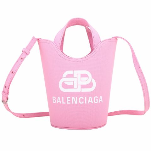 BALENCIAGA 巴黎世家 Wave 字母印花帆布手提/斜背包(粉色)