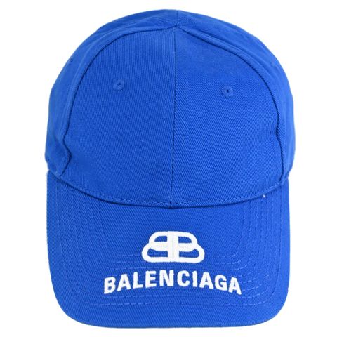 BALENCIAGA 巴黎世家 帽沿電繡LOGO棒球帽.藍