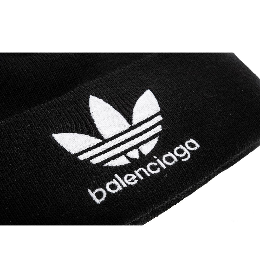 BALENCIAGA 巴黎世家  X adidas 限量聯名三葉草LOGO毛料毛帽 (黑色)