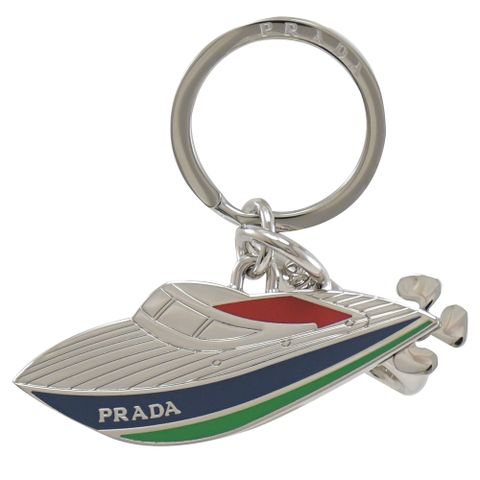 PRADA 遊艇造型金屬鑰匙圈.銀