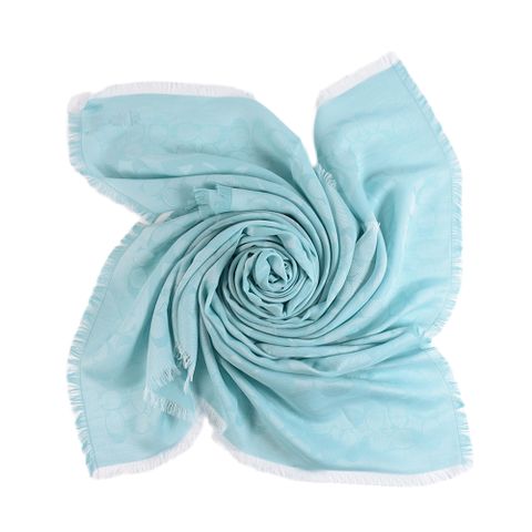 COACH 大C莫代爾棉薄方巾-藍綠