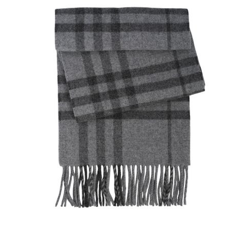 BURBERRY 經典格紋純羊毛圍巾(灰色) 80899451