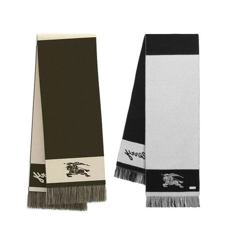 BURBERRY經典LOGO馬術騎士羊毛圍巾(任選)