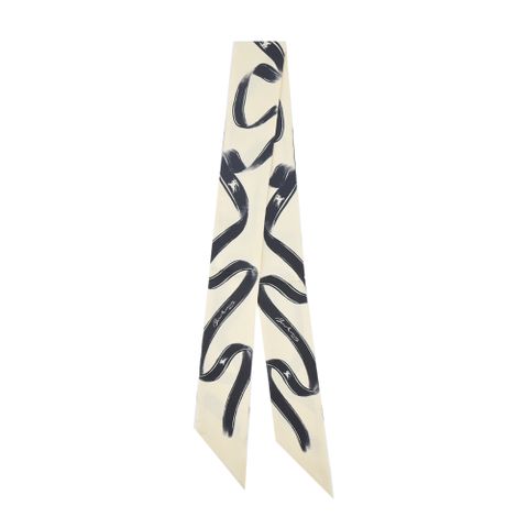 BURBERRY緞帶印花絲巾(米色)