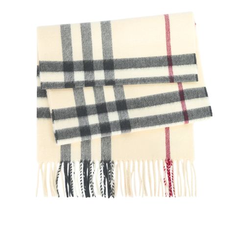 BURBERRY 基本款經典格紋喀什米爾圍巾(石色)