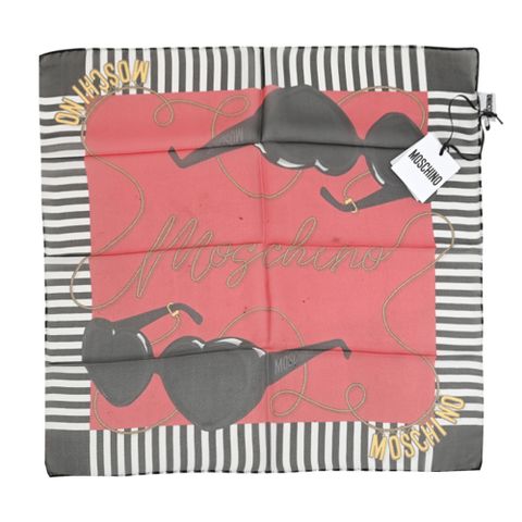 MOSCHINO 03347 M3038 品牌墨鏡圖案方型小絲巾.紅