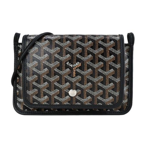 GOYARD PLUMET 經典LOGO翻蓋扁斜背包-黑