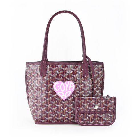 GOYARD 高雅德 心形印記LOGO雙面購物包-迷你/酒紅