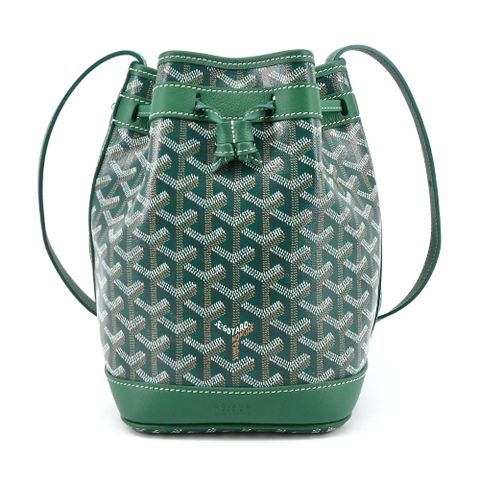 GOYARD PEFLOT 經典塗料帆布束繩水桶包(小/綠)