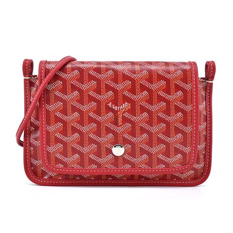 GOYARD PLUMET 經典LOGO翻蓋扁斜背包-紅