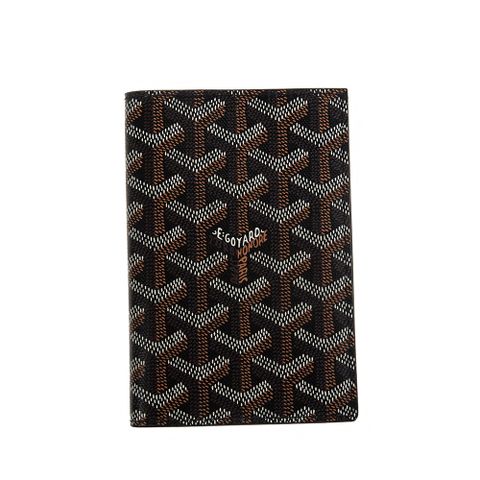 GOYARD 高雅德 新款Grenelle 系列帆布LOGO牛皮護照夾 (黑色)