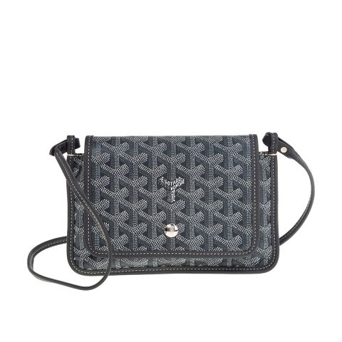 GOYARD 高雅德 新款PLUMET系列帆布LOGO翻蓋扁斜背包 (灰色)