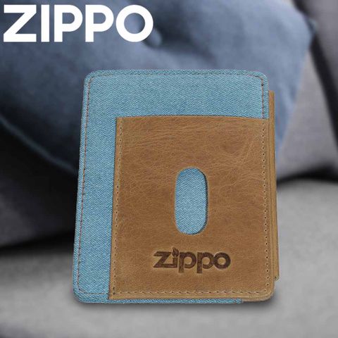 Zippo 【官方授權店】丹寧藍色信用卡雙折夾(鈕扣款)