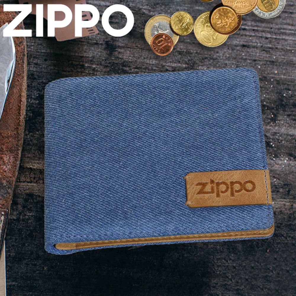 Zippo 【官方授權店】丹寧藍色雙折皮夾