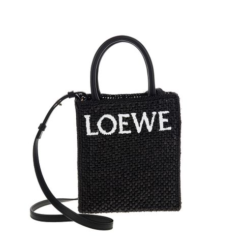 LOEWE 羅威 新款撞色  標誌Standard Tote酒椰葉手提/斜背包 (黑色)