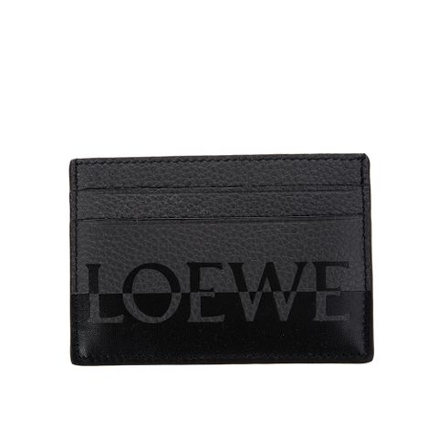 LOEWE 新款光滑小牛皮飾有雙色LOEWE 徽標卡夾 (無菸煤色/黑色)
