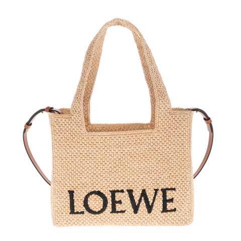 LOEWE 新款LOEWE標誌字體酒椰纖維手提/肩背包 (自然色/中號)