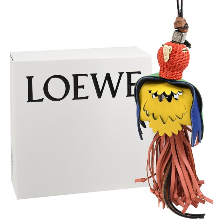 LOEWE 羅威 烙印LOGO繽紛鸚鵡造型牛皮鑰匙圈吊飾