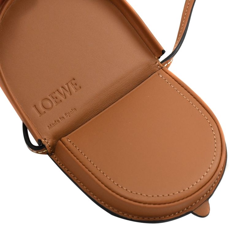 LOEWE Mini Heel pouch 小牛皮頸掛式零錢包.焦糖棕- PChome 24h購物