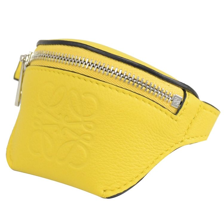 LOEWE 羅威 經典烙印LOGO小牛皮穿釦式手環零錢包.黃