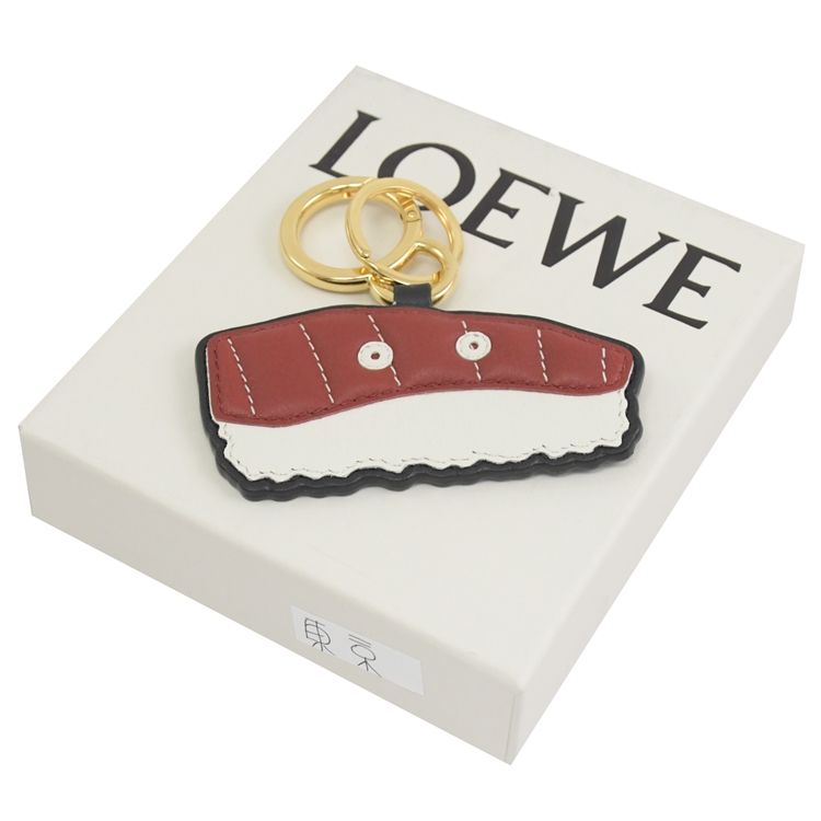 LOEWE 羅威 壓印LOGO東京意象握壽司牛皮鑰匙圈吊飾