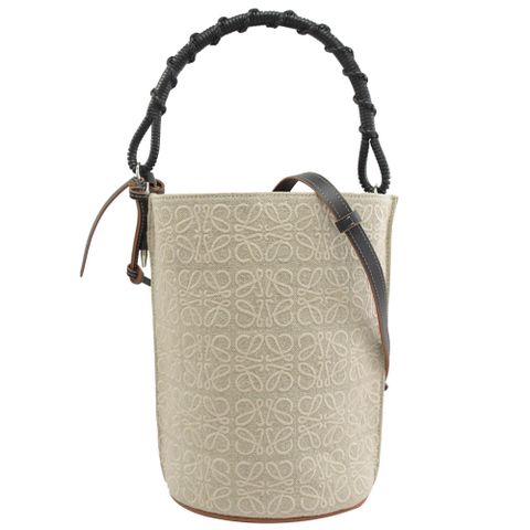 LOEWE Bucket Handle Bag 帆布拼接兩用水桶包.米/黑