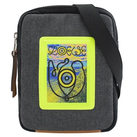 LOEWE Eye/LOEWE/Nature 帆布拉鍊斜背小包.黑灰