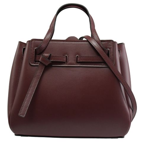 LOEWE LAZO MINI BAG 壓印LOGO迷你兩用水桶包.酒紅