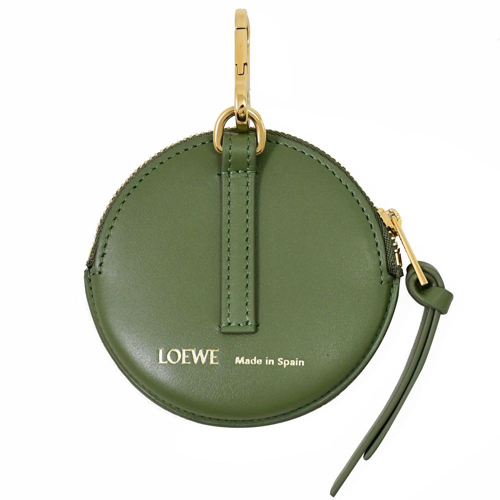 LOEWE 羅威  ANAGRAM 經典緹花圓餅造型鑰匙扣零錢包.酪梨綠