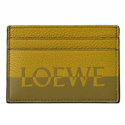 LOEWE 羅威 撞色LOGO小牛皮隨身卡夾.橄欖綠