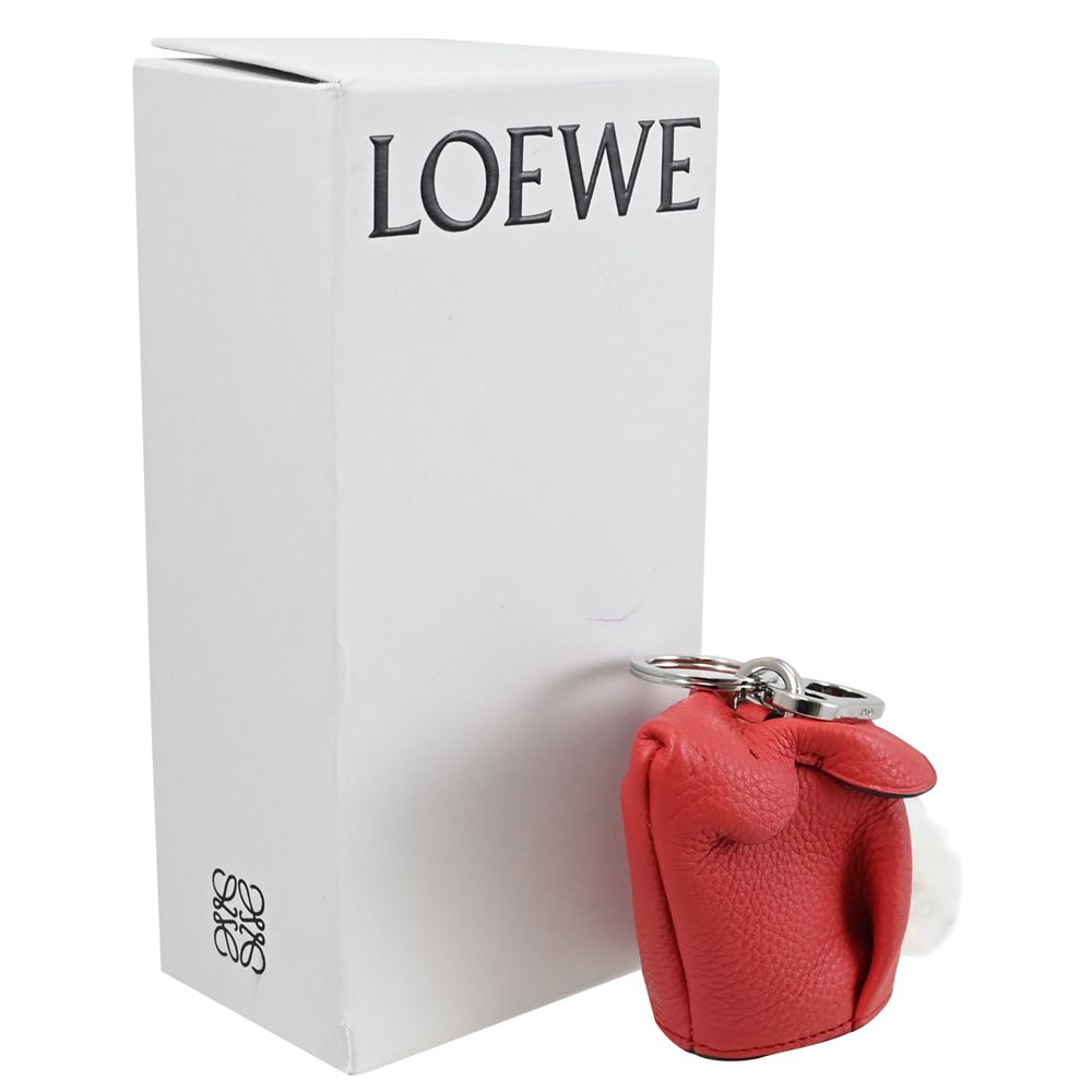 LOEWE 羅威  CONEJO 兔子造型鑰匙圈零錢包.紅