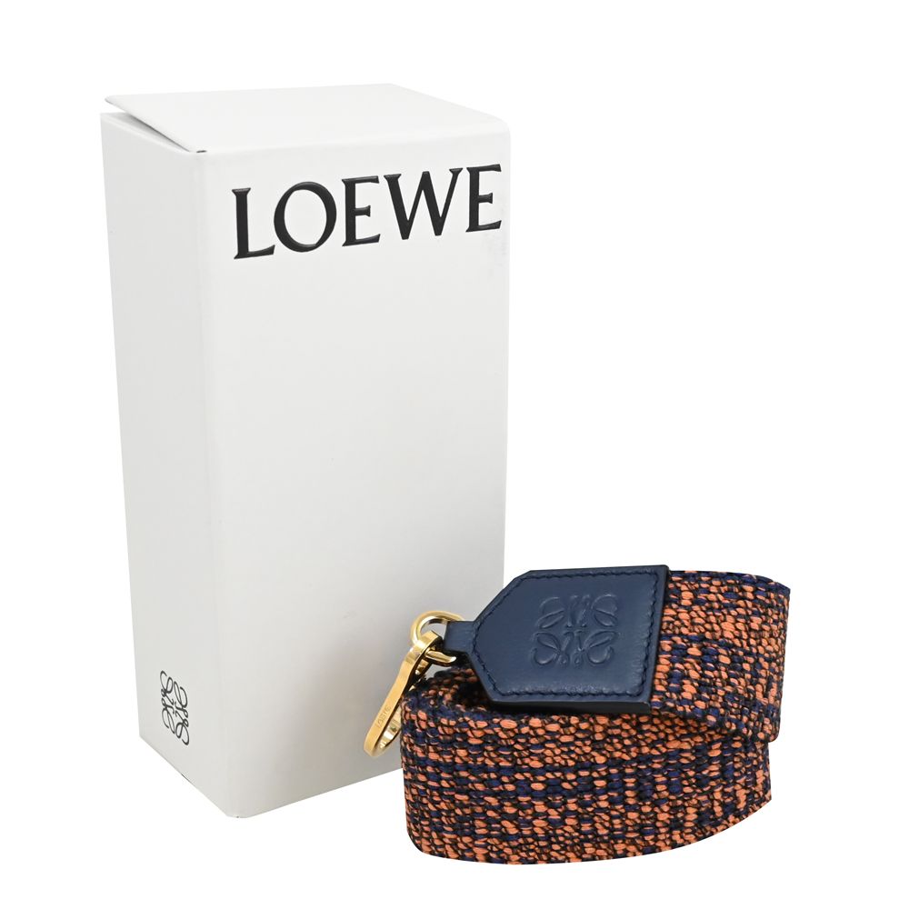 LOEWE 羅威 OEWE 電繡LOGO雙色寬版織帶造型替換背帶.深藍 98cm