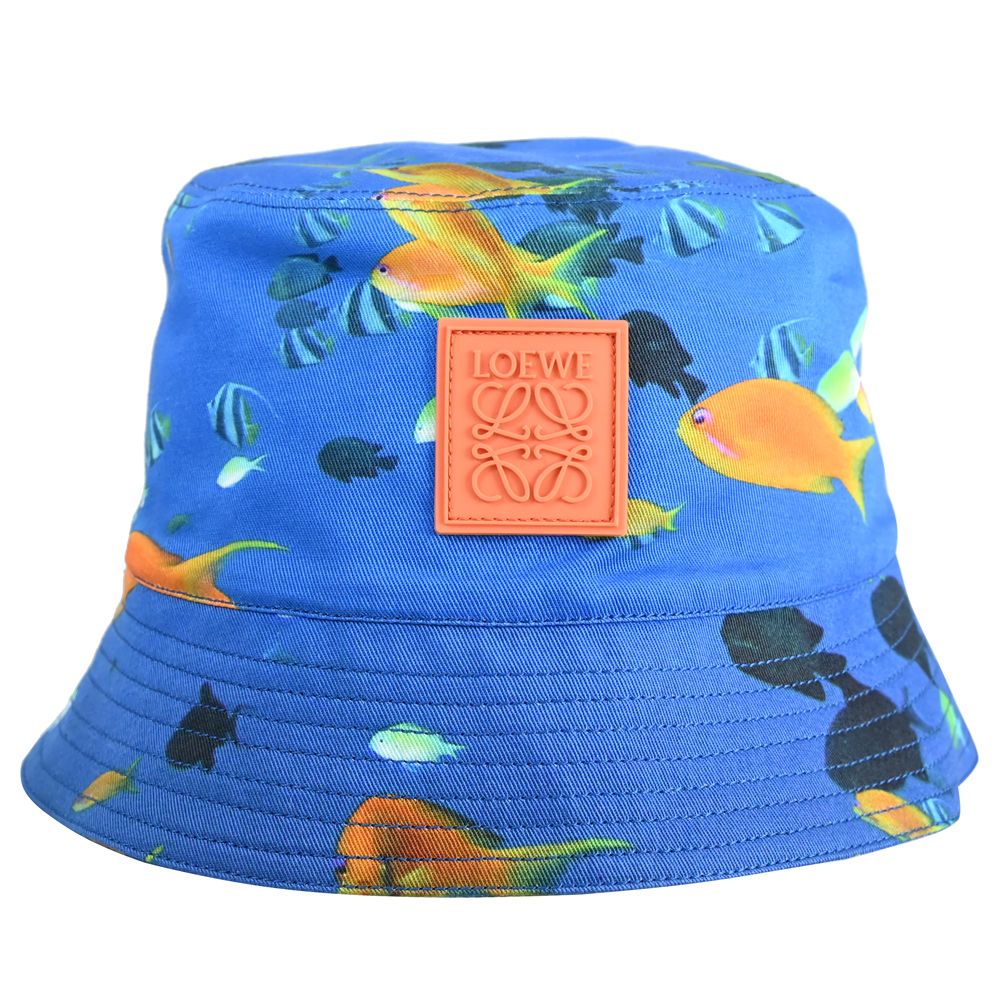 LOEWE 羅威  經典LOGO熱帶魚印花漁夫帽/遮陽帽.海藍