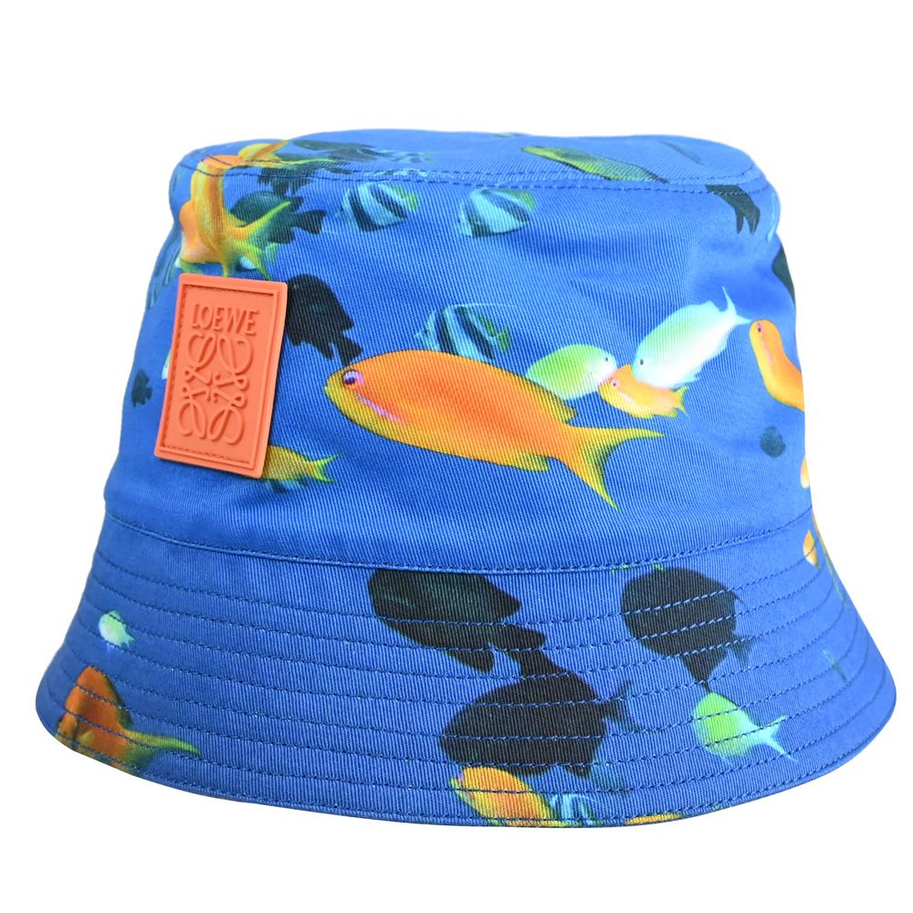 LOEWE 羅威  經典LOGO熱帶魚印花漁夫帽/遮陽帽.海藍