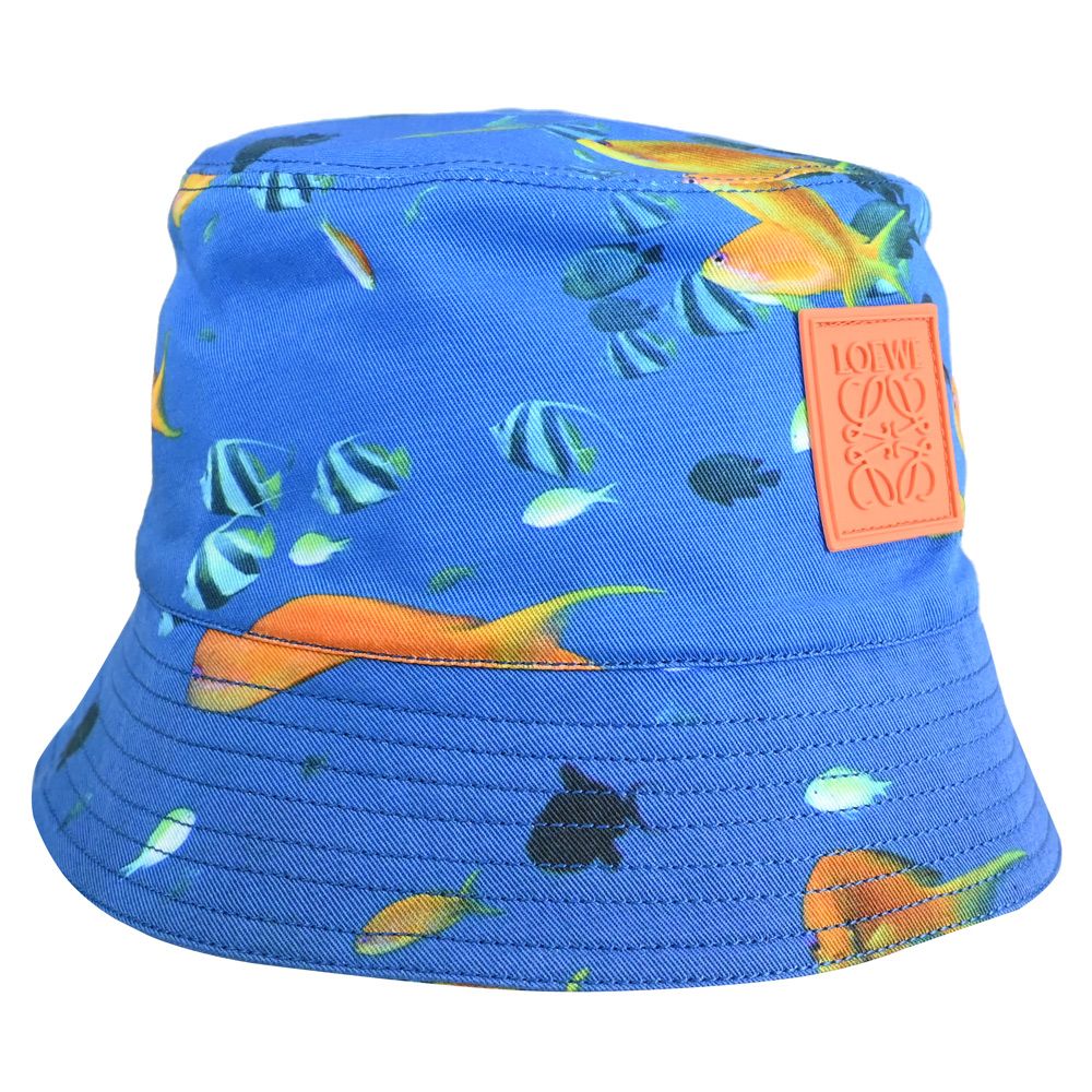 LOEWE 羅威  經典LOGO熱帶魚印花漁夫帽/遮陽帽.海藍