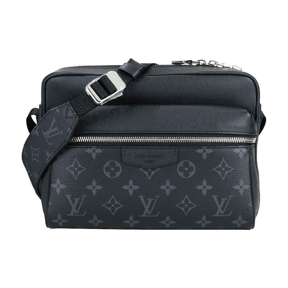  Louis Vuitton Outdoor系列Taiga牛皮拼接帆布拉鍊斜/肩背信差包(黑)