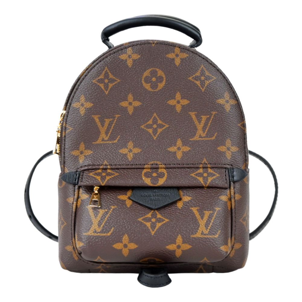 Louis Vuitton 路易威登 Louis Vuitton Palm Springs Mini 帆布印花迷你後背包(黑X棕)